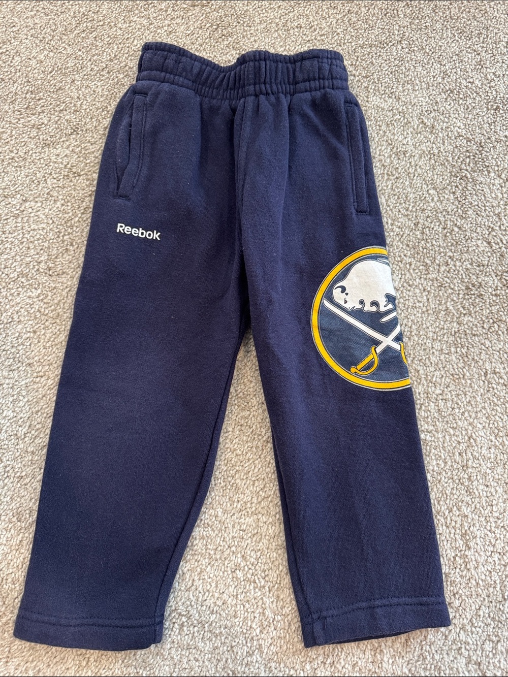 Reebok Navy Sweatpants with Yellow & White Team Logo Buffalo Sabres